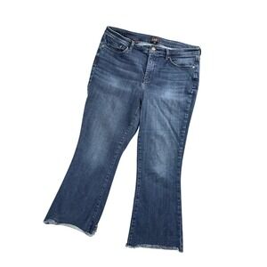 NYDJ Women High Rise Cropped Flare Jean Y2K Frayed Wide Leg 14 Stretch Lift Tuck